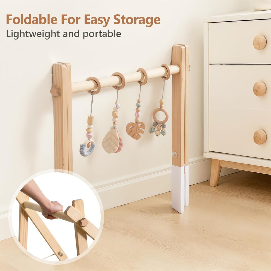 Spielbogen Baby Holz Gym Neugeborenen Spielzeug Activity Center Baby Rosa Anhänger Design Abnehmbar