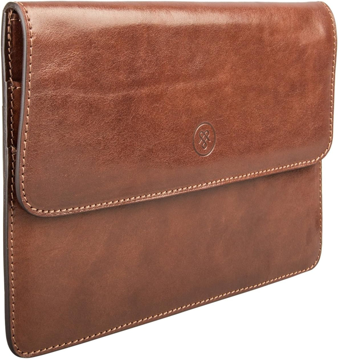 Maxwell Scott Handgefertigte Leder Reisedokumentenmappe Torrino in Cognac Braun, Cognac Braun