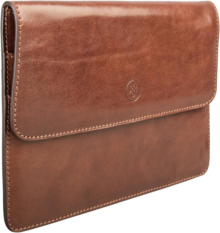 Maxwell Scott Handgefertigte Leder Reisedokumentenmappe Torrino in Cognac Braun, Cognac Braun