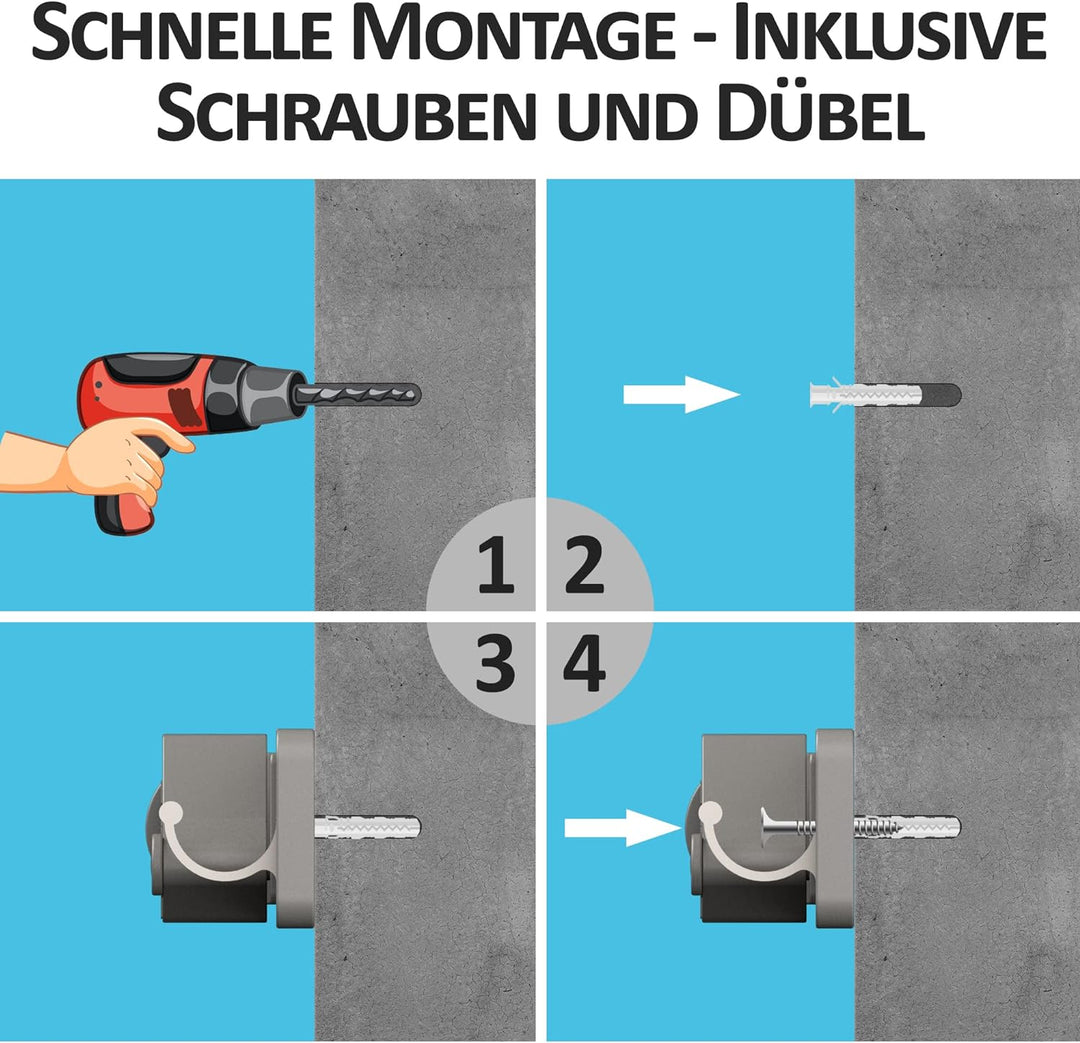 Platzsparender Gerätehalter [2er Set] - Aluminium-Profil mit 4 individuell positionierbaren Halterun
