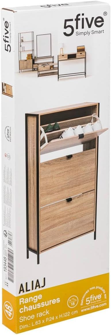 5five - schuhschrank mit 3 schubladen "aliaj" in eiche natur effekt