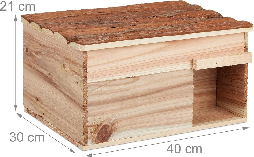 Relaxdays Igelhaus, Holz, Igelhotel mit Boden, katzensicher, Winterquartier für Igel Garten, HBT: 21