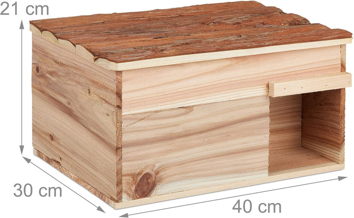 Relaxdays Igelhaus, Holz, Igelhotel mit Boden, katzensicher, Winterquartier für Igel Garten, HBT: 21