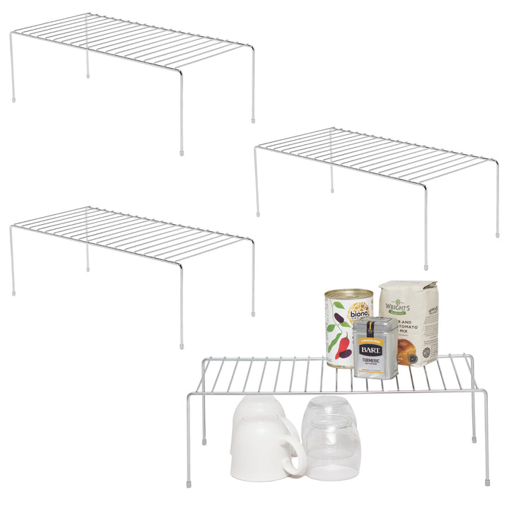 simplywire – Küchenschrank-Organizer – 4 Aufbewahrungsregale – Chrom 4er-Pack, 4er-Pack