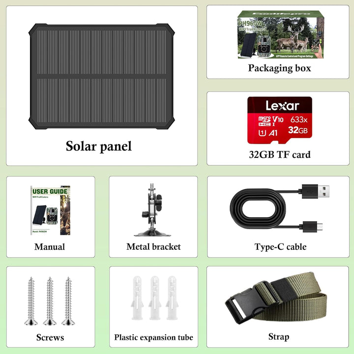 Coolifepro Wildkamera mit Handyübertragung App, 48MP 30FPS Solar WLAN Wildkamera, Wildtierkamera Ein