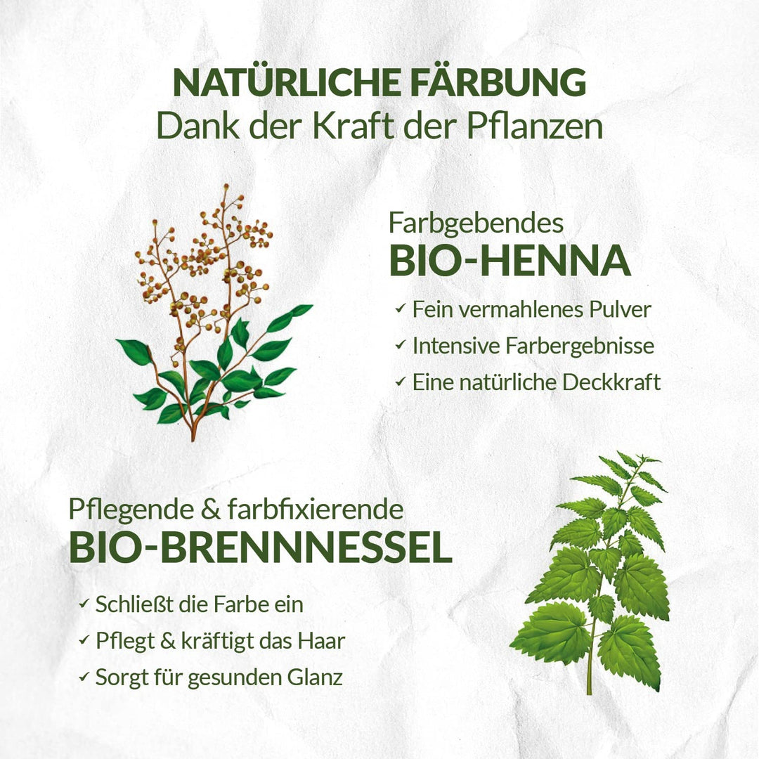 LOGONA Naturkosmetik Pflegende pflanzliche Haarfarbe, Veganes Haarfarbe-Pulver mit Bio-Henna für int