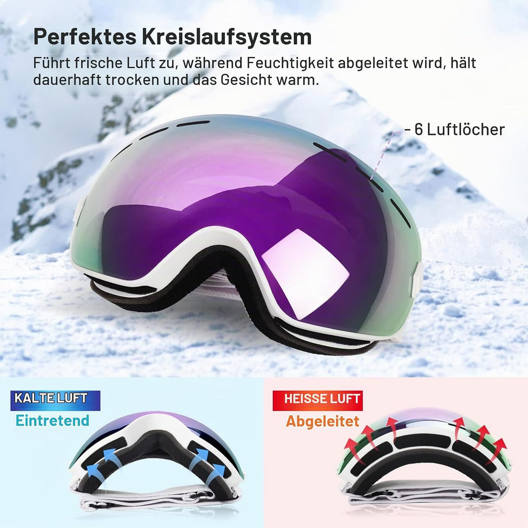 EXP VISION Snowboard Skibrille für Herren Damen Jugend, 100% UV400 Schutz Anti Beschlag über der Bri