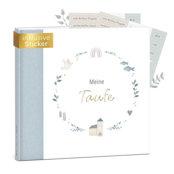 mintkind® Gästebuch Taufe Blau - Erinnerungsbuch für Junge & Mädchen, Taufgeschenk & Taufalbum, 72 S