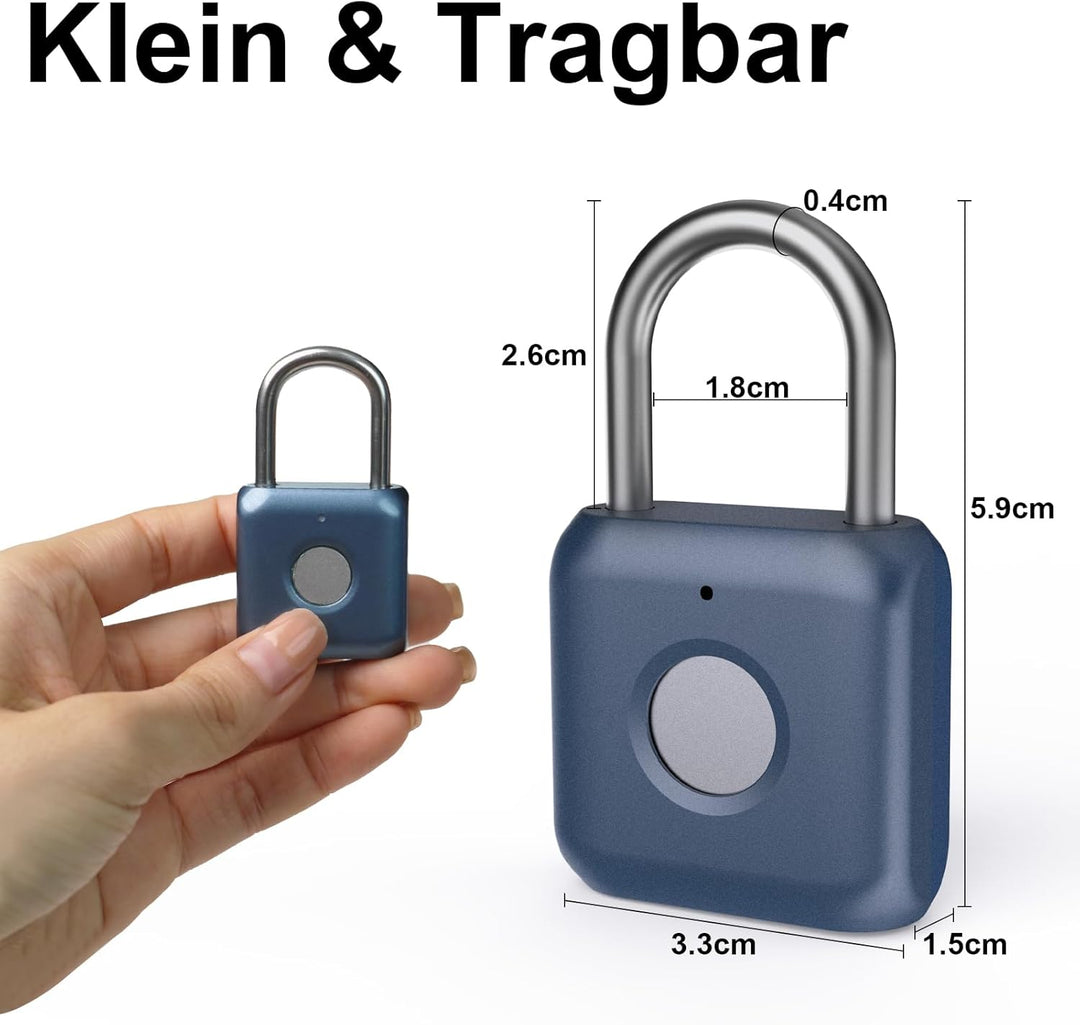 Schloss mit Fingerabdruck, Eseesmart Fingerabdruck Vorhängeschloss, Spind Schloss, USB-Aufladung Bio