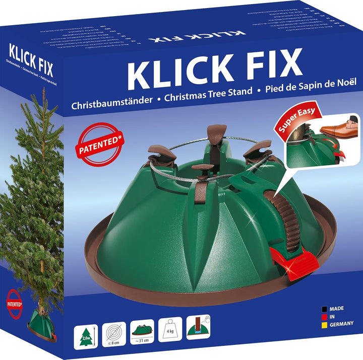 Christbaumständer NIKO Klick Fix mit Roll-Mechanik und Kindersicherung für Bäume bis 200cm