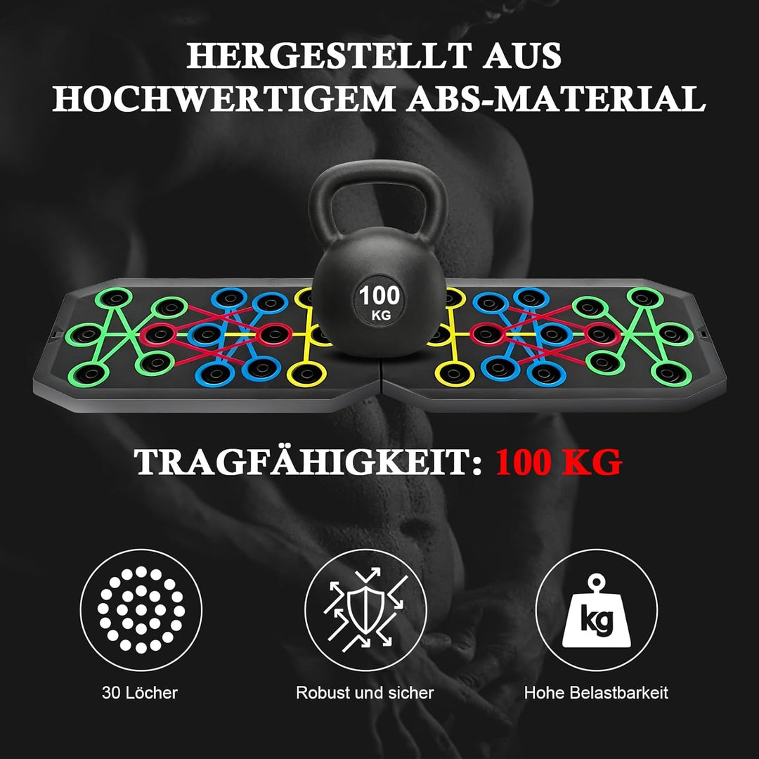 Liegestützgriffe, Liegestützbrett Set mit Widerstandsseil, Faltbares Multifunktions Liegestützbrett,