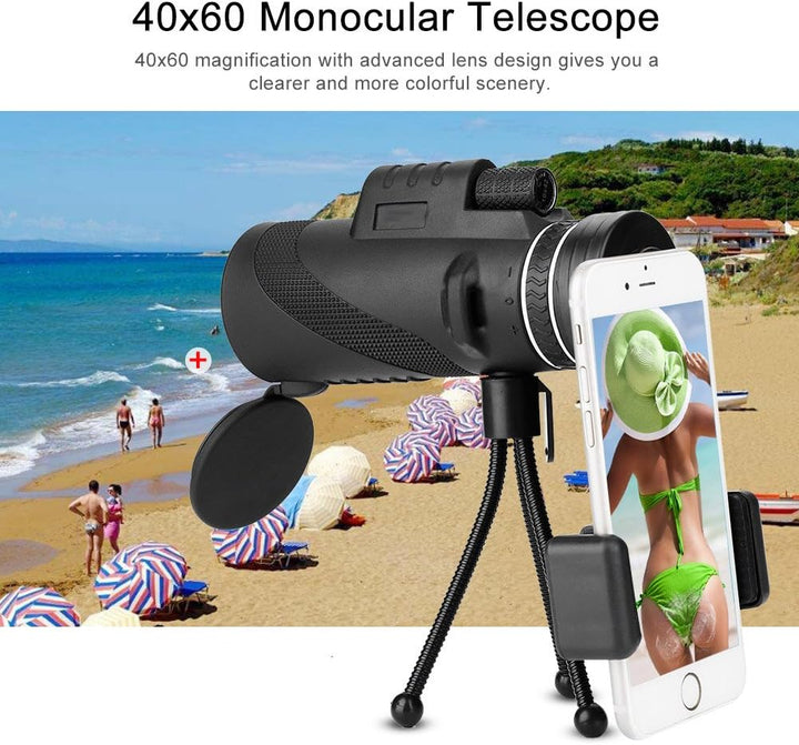 Topiky 40x60 Monocular Telescope 8-Fach Zoomen Manuelle Fokussierung Nachtsicht Grossbildtelefon Mon