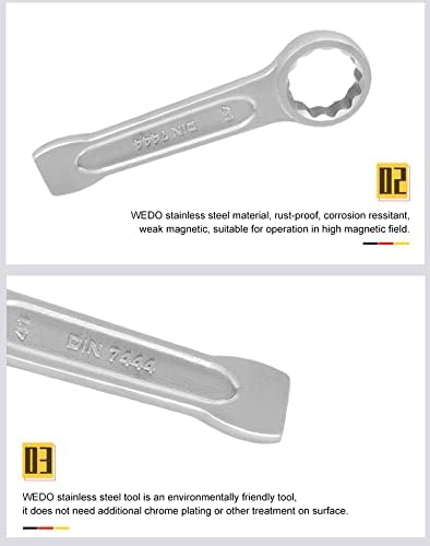 WEDO Edelstahl Schlag-Ringschlüssel,SW 22mm,Länge 155mm,Ringschlüssel,Ringschraubenschlüssel,Schraub