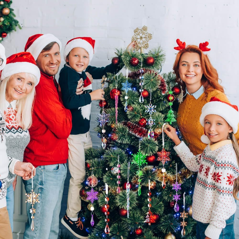 Lanpn 26 Stück Weihnachten Dekoration Kristall Christbaumschmuck Anhänger, Acryl Schneeflocken Eisza