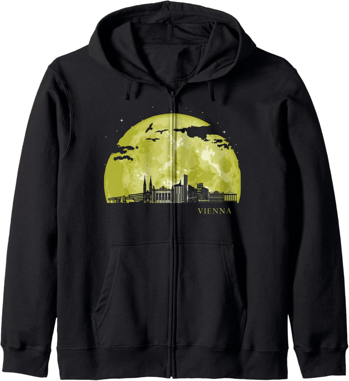 Vienna Austria Moon Light Night Stars Skyline Kapuzenjacke