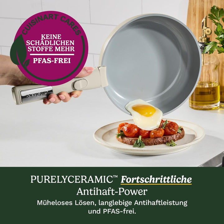 Cuisinart ClickSmart Antihaft‑Kochgeschirr‑Set mit abnehmbarem Griff, 13‑teilig, stapelbar, Keramikb