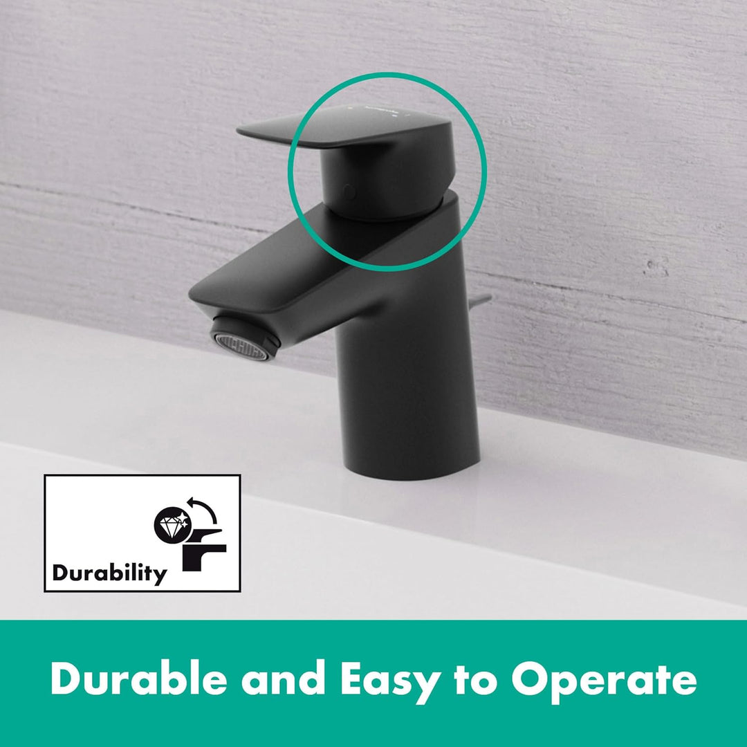 hansgrohe Logis - Waschtischarmatur mit Zugstange aus Metall, Wasserhahn Bad mit Auslauf Höhe 70mm,