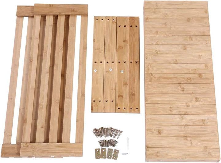 KKTONER Schuhregal mit Sitzbank Bambus Schuhbank mit 2 Etagen 70x28x45cm Schuhschrank Natürlich, Nat
