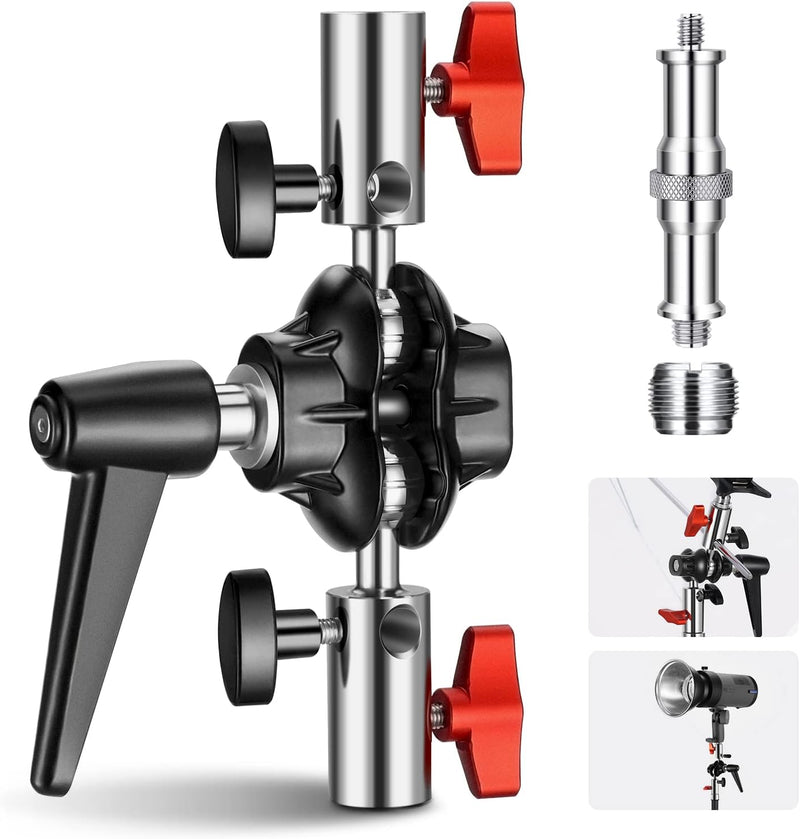 NEEWER Hochbelastbarer Stativkopfadapter mit Ganzmetall Doppeldrehkugelgelenk, Doppelte 5/8" Aufnahm