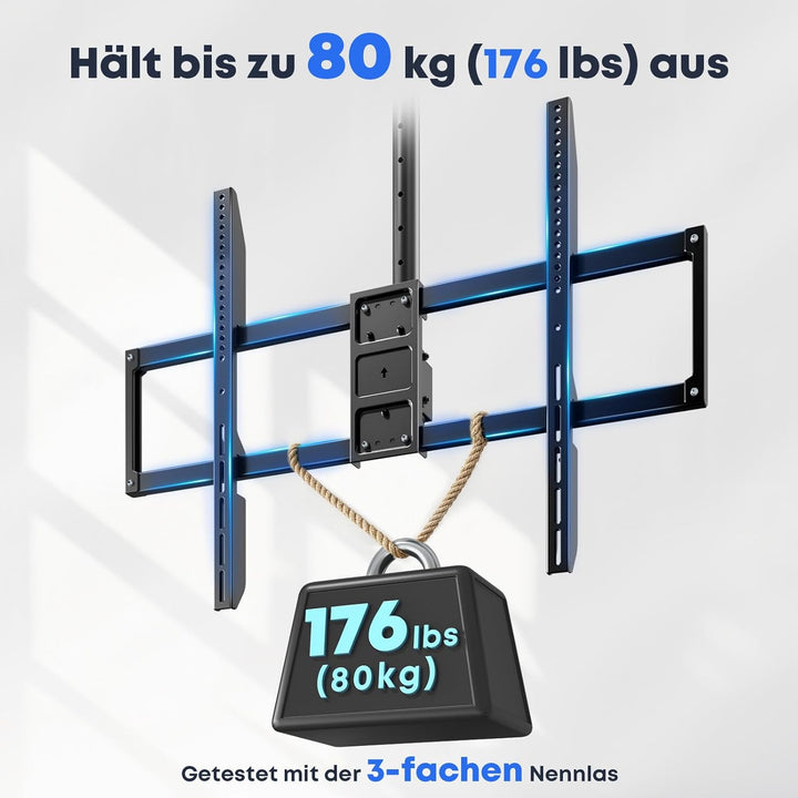 TV Deckenhalterung für 50 bis 100 Zoll, 80 kg Tragkraft, Höhenverstellbar 115-170 cm, Schwenk- und N