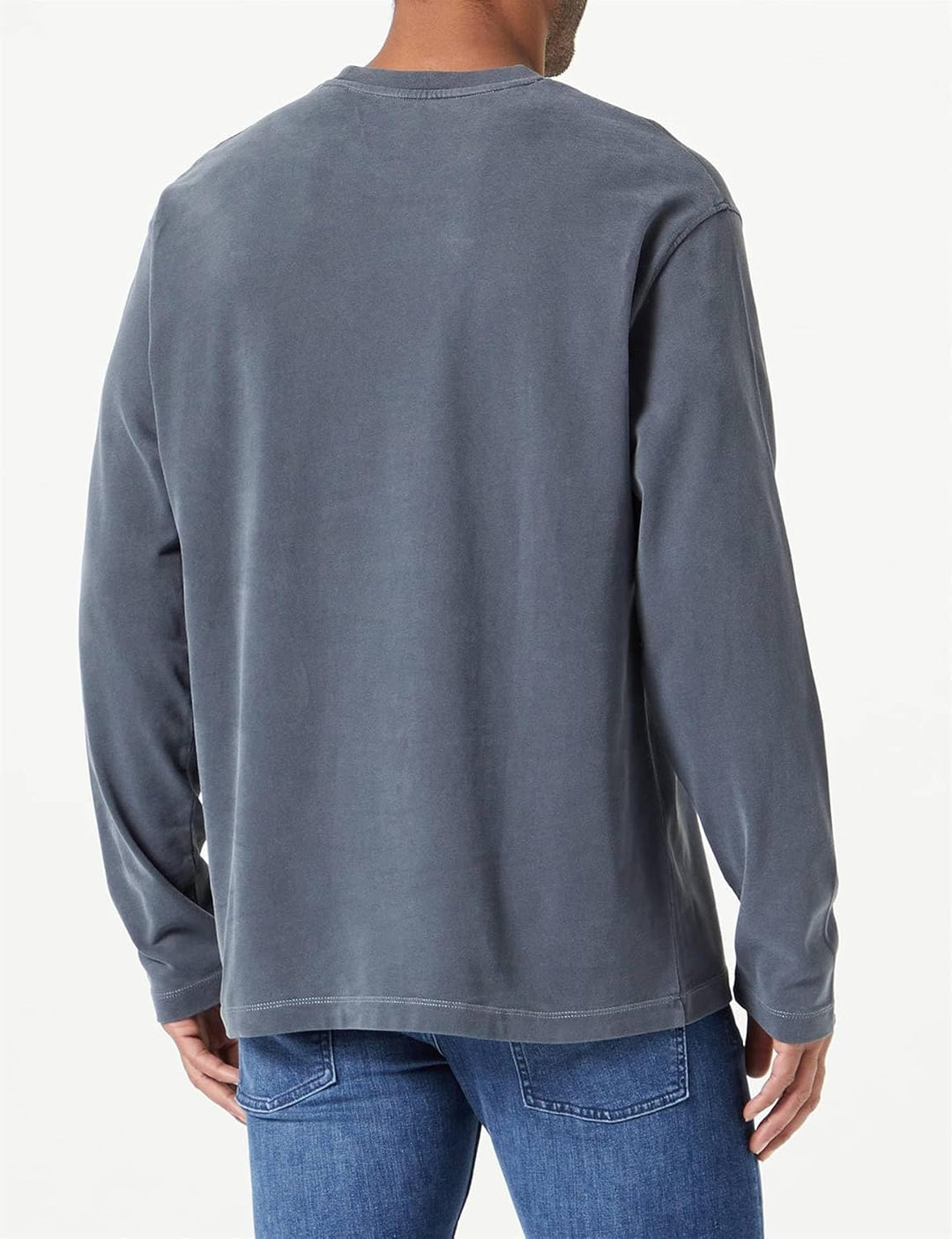 Marc O'Polo Herren Langarmshirt aus Bio-Baumwolle mit Rundhalsausschnitt XL Grau, XL Grau