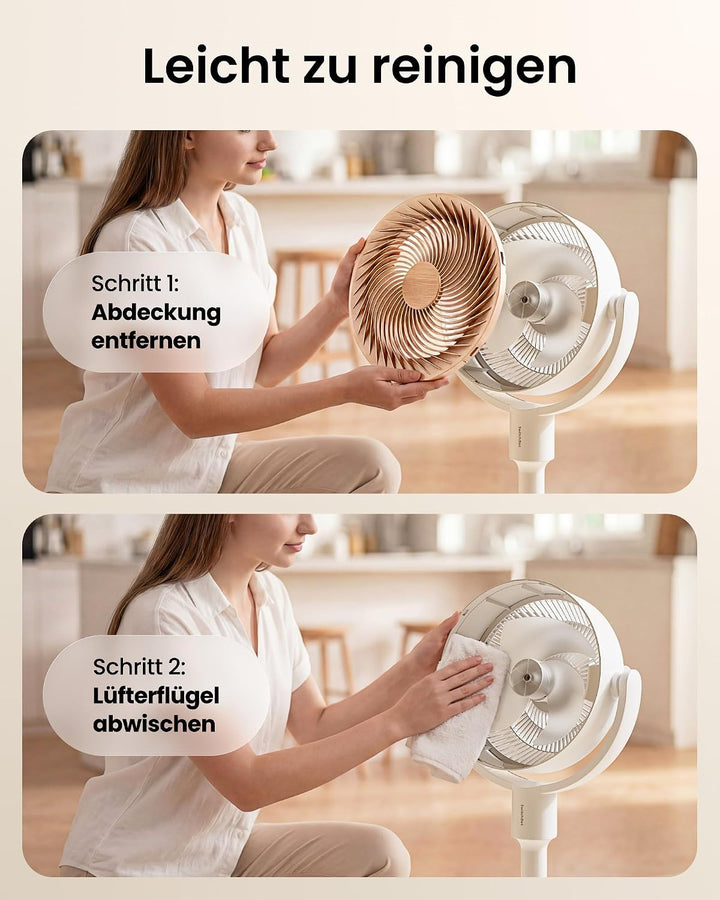 SwitchBot Standventilator mit Luftzirkulation mit RGB-Beleuchtung, 22 dB-ultra-leise, Fernbedienung,