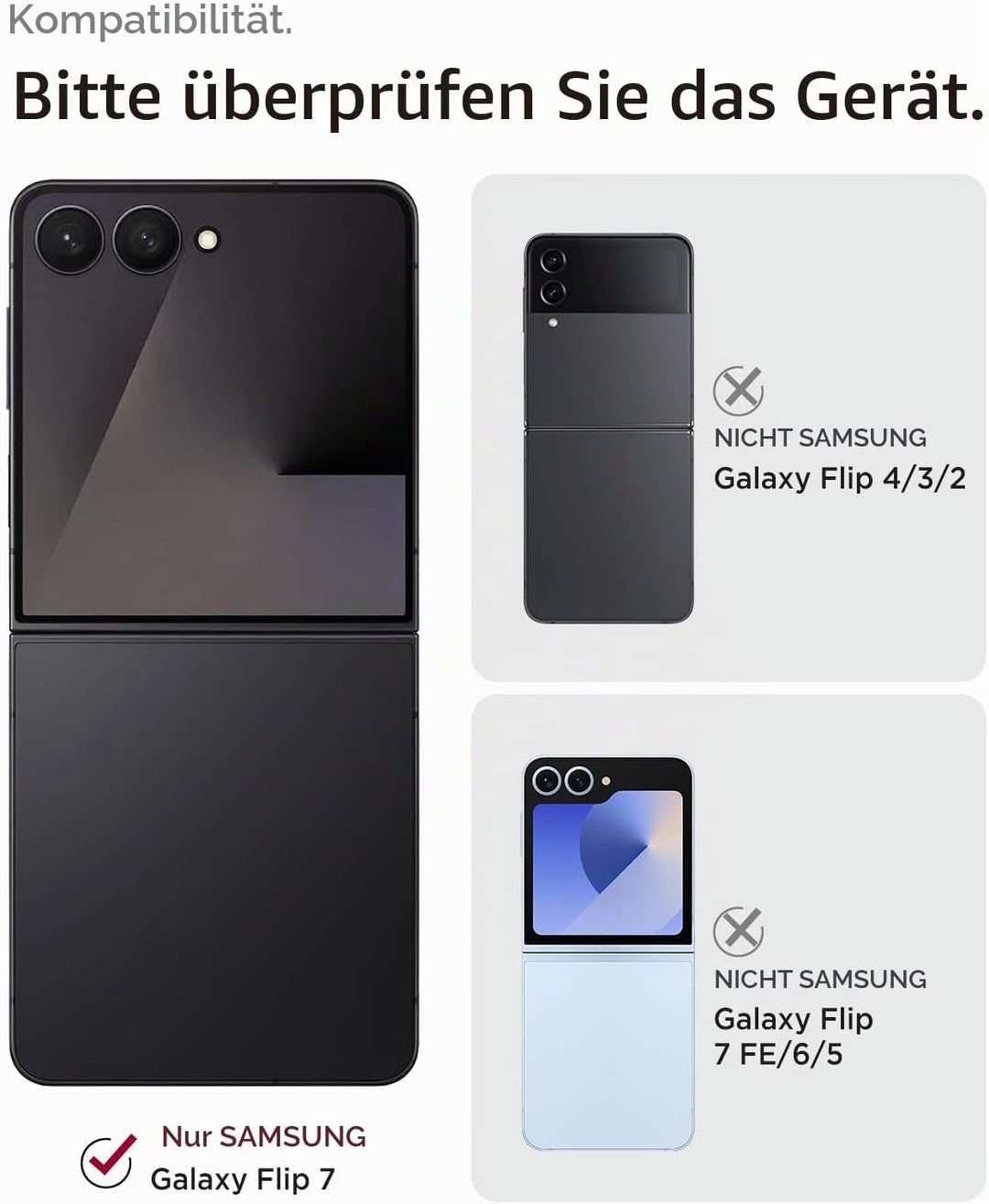 Miimall Lederhülle Kompatibel mit Samsung Galaxy Z Flip 7 Hülle mit Ring Ständer &amp; Kameraschutz [Lux