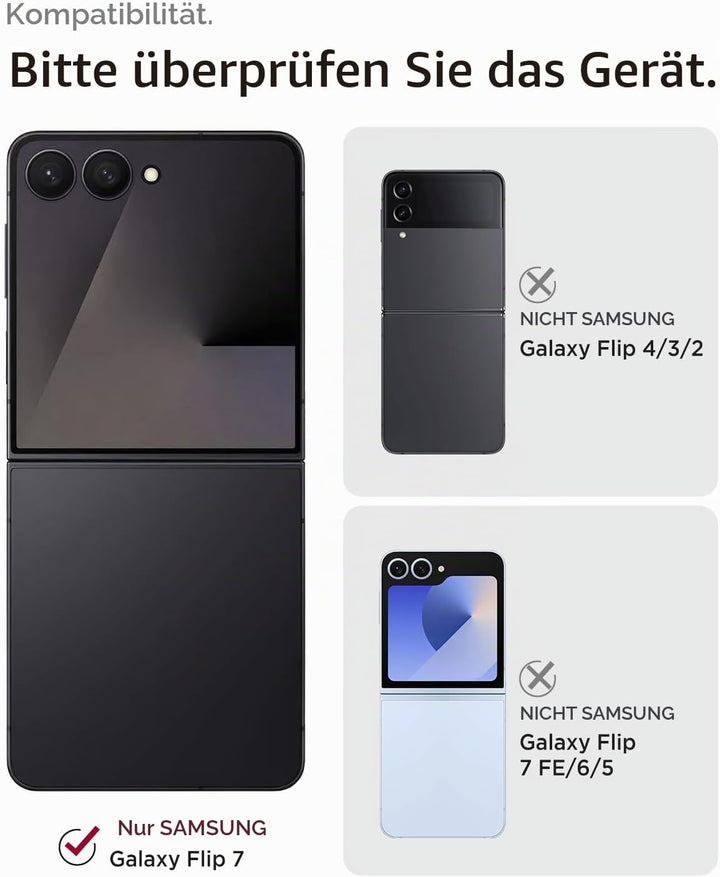 Miimall Lederhülle Kompatibel mit Samsung Galaxy Z Flip 7 Hülle mit Ring Ständer &amp; Kameraschutz [Lux