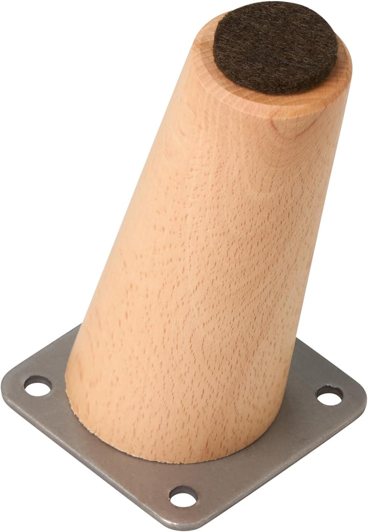 Möbelfüsse aus Buchenholz, konische Füsse mit Neigung und Montageplatte bereits montiert, 8 cm hoch