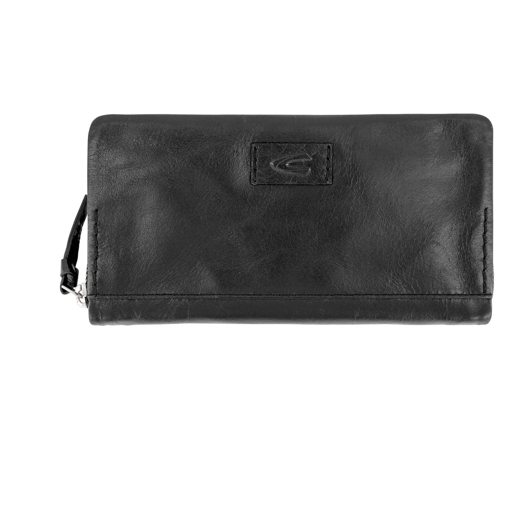 camel active bags Rise Damen Geldbörse Portemonnaie RFID Leder Gross Schwarz, Schwarz
