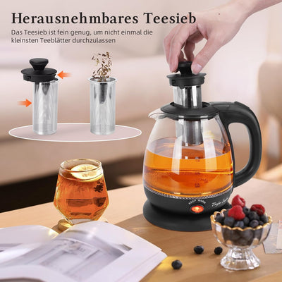 Taylor Swoden Wasserkocher Klein,1 Liter Wasserkocher Glas Led, 2200W Electric Kettle, Warmhaltefunk