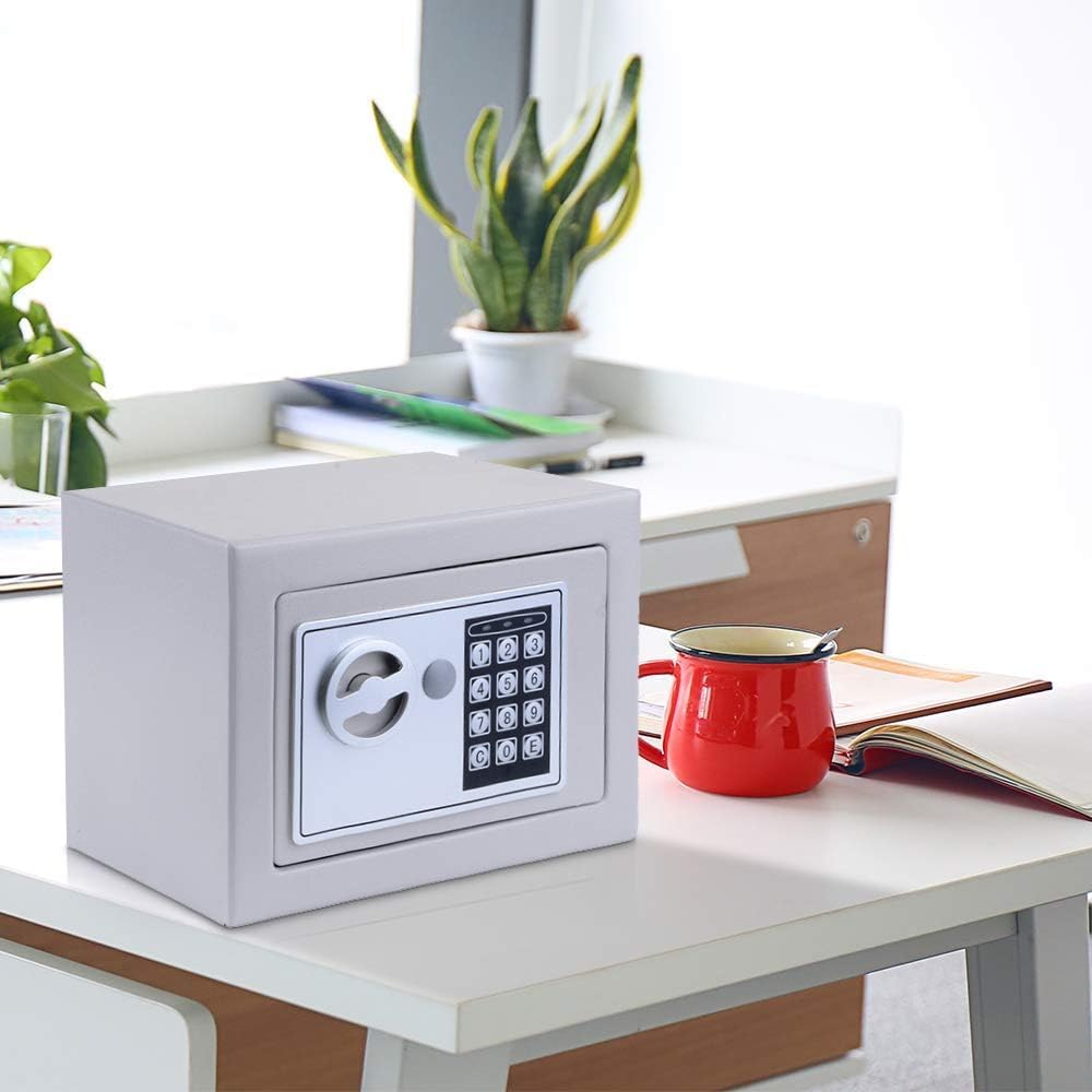 Nictemaw Digital Elektronischer Safe Tresor Möbeltresor Elektronikschloss mit Schlüssel, Grau