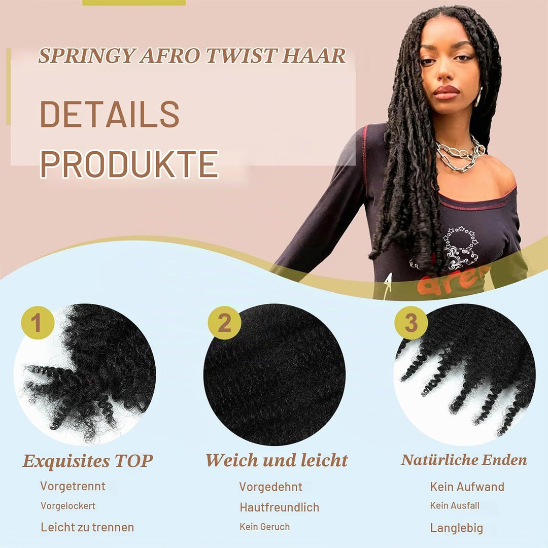 LPARMJIT Springy Afro Twist Haar 24 Zoll 8 Packungen Vorgetrennte Kinky Marley Twist Flechten Haar F