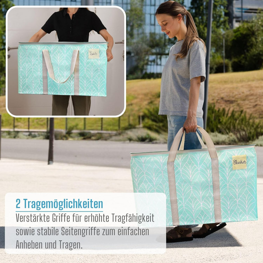 VENO 102 Liter Grosse Aufbewahrungstasche, Aufbewahrungsbox mit Deckel, Starke Griffe Umzugstaschen