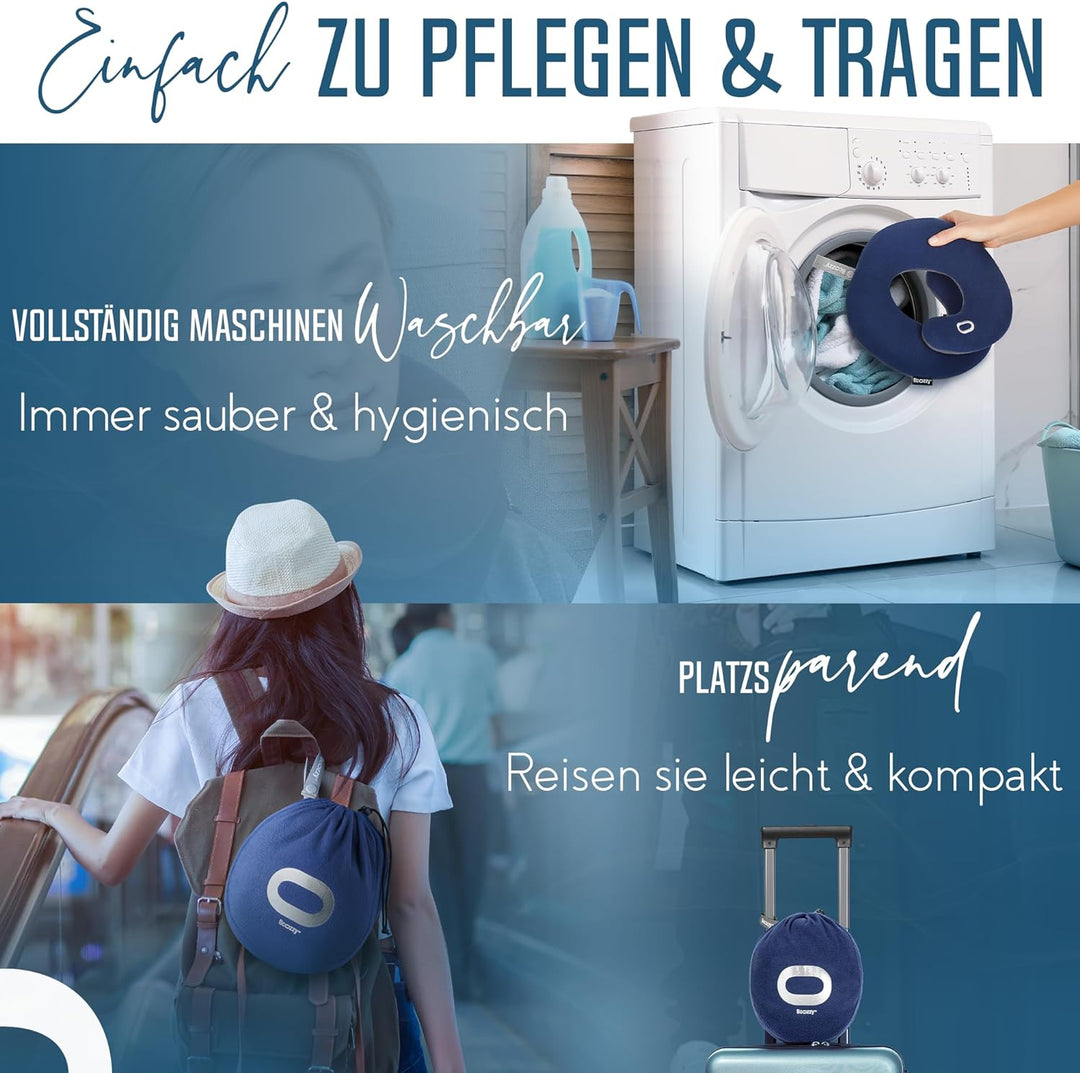 BCOZZY Nackenkissen Für Reisen, Bietet Doppelte Unterstützung Für Kopf, Nacken Und Kinn In Jeder Sch