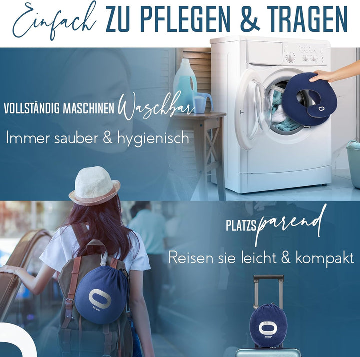 BCOZZY Nackenkissen Für Reisen, Bietet Doppelte Unterstützung Für Kopf, Nacken Und Kinn In Jeder Sch