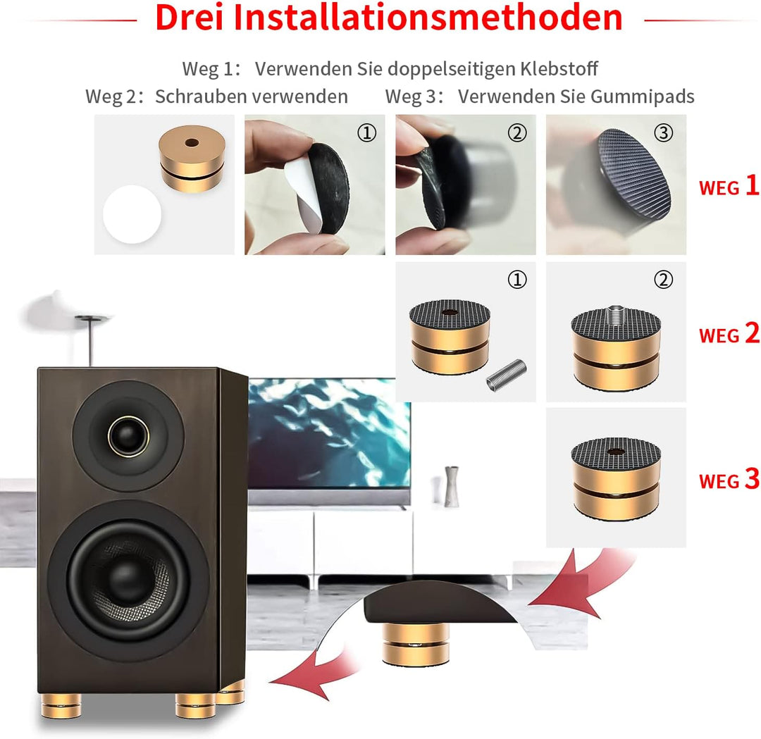 Tertullus 4er Set Lautsprecher-Füsse Resonanzdämpfer Aluminium Füsse Audio Dämpfer Shock Absorber Sc