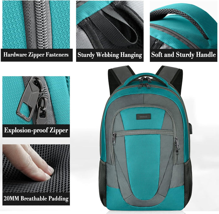 BIKROD Rucksack Herren und Damen, Schulrucksack Jungen Mädchen Teenager, Wasserdicht Rucksack | 15.6