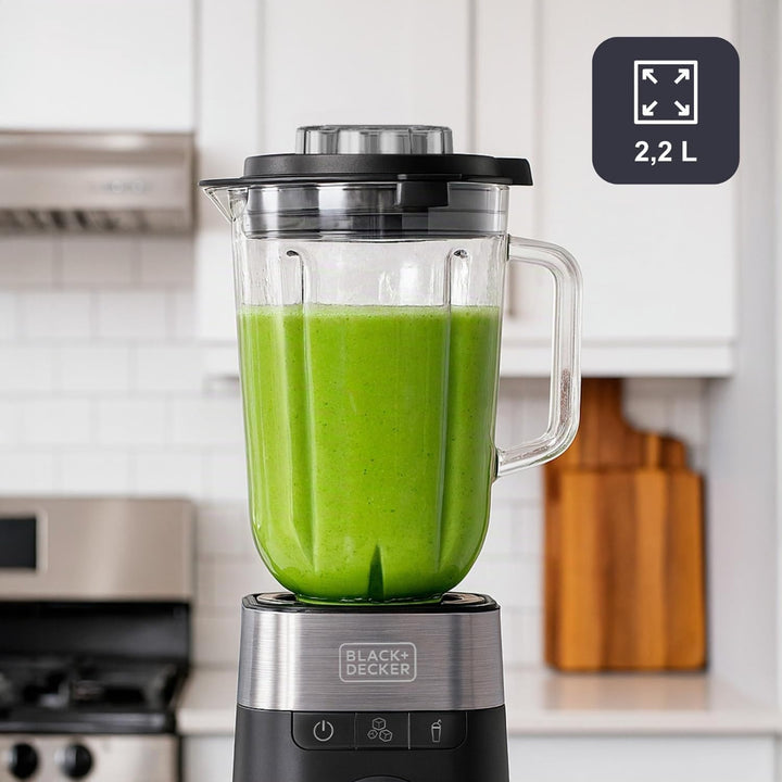 Black+Decker - Standmixer BXJB1201E 2200W | 2,2L Glasbehälter | 8 Geschwindigkeiten | 6 Edelstahlkli