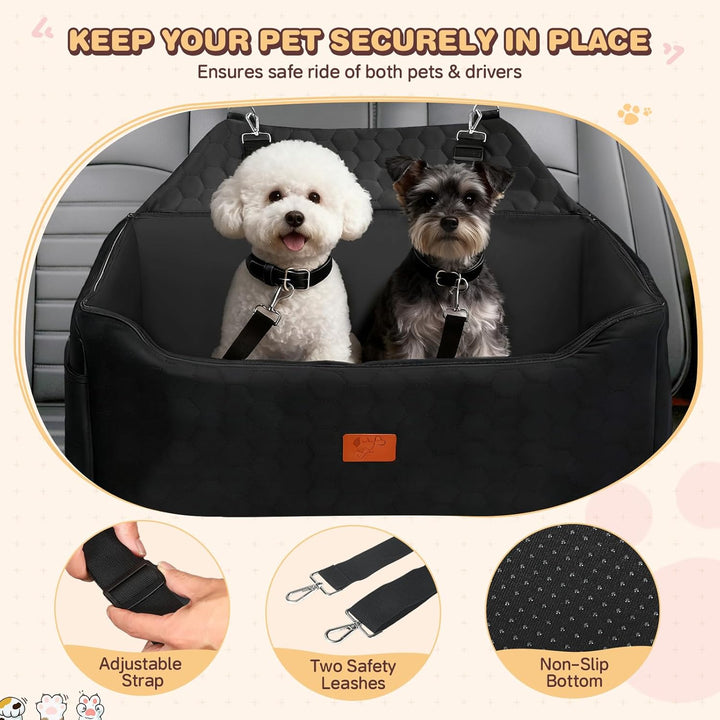 Hunde Autositz für Mittlere/Grosse, 78x55x53CM Abnehmbarer und Waschbarer Sitzerhöher Hundebett Auto