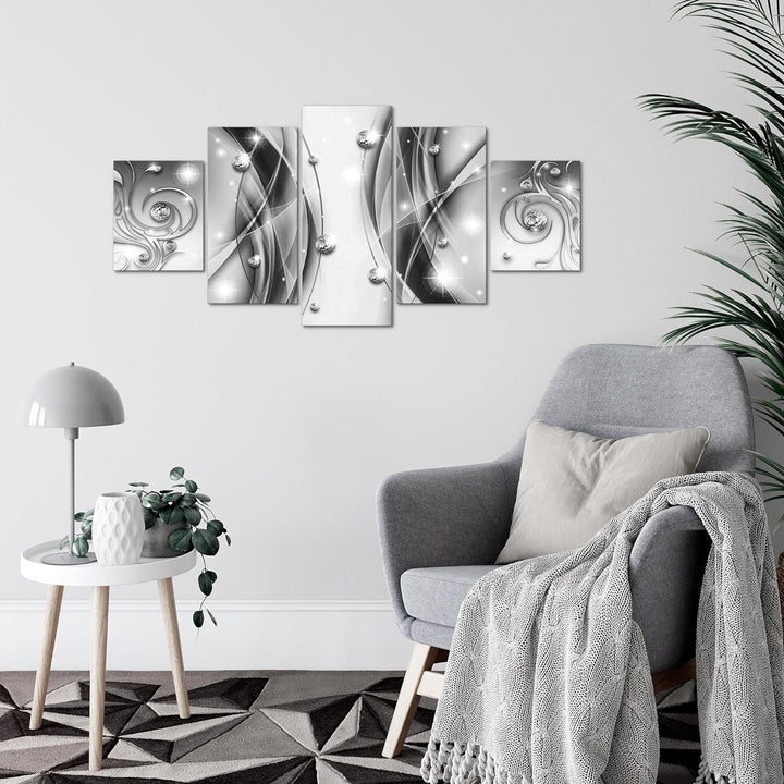 Runa Art Wandbilder Abstrakt 5 Teilig Bild auf Vlies Leinwand Deko Wohnzimmer Schlafzimmer Diamant S