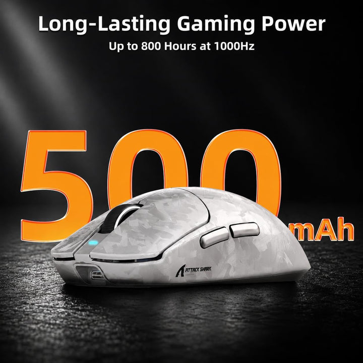 ATTACK SHARK RS3 Ultra Carbonfaser Kabellose Gaming Maus mit C06Ultra Kabel | Dual 8000Hz Abtastrate