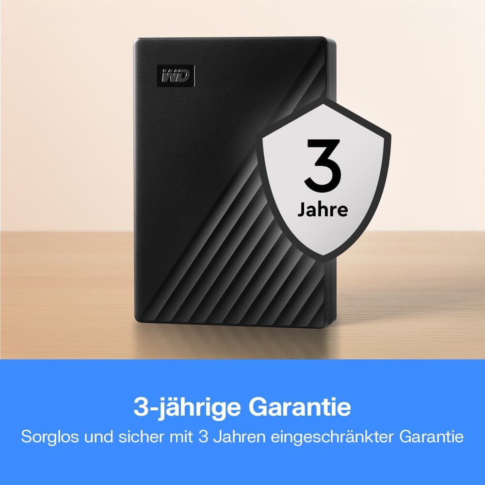 WD My Passport externe Festplatte 4 TB (mobiler Speicher, schlankes Design, herunterladbare Software