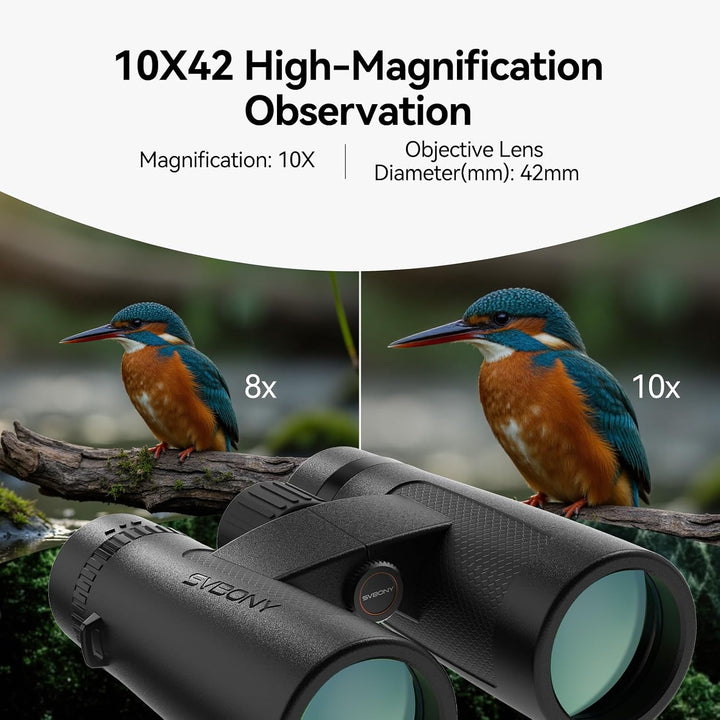Svbony SV202 Upgraded 10x42 ED Fernglas, BAK4 Prisma FMC Objektiv, IPX7 Wasserdicht, Phasenkorrektur