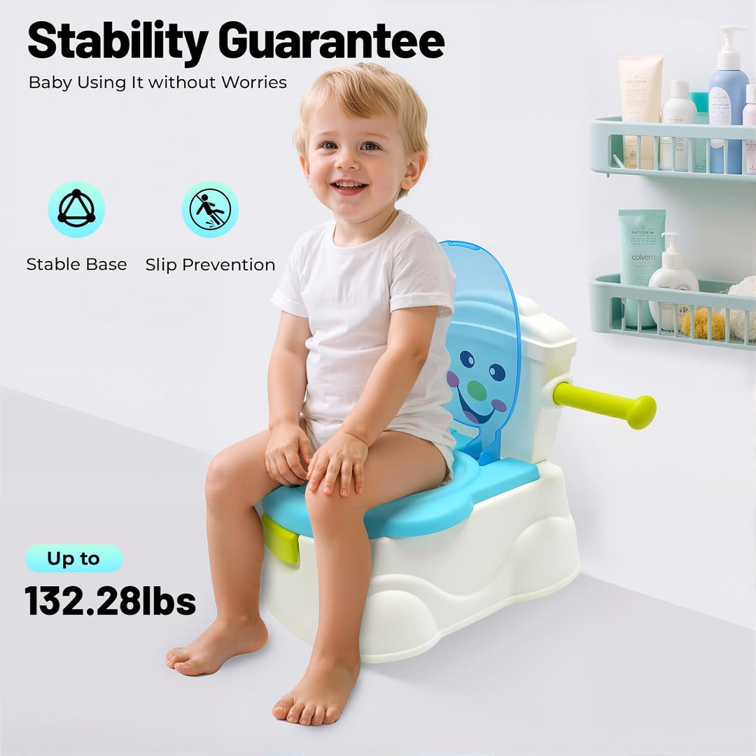 2in1 Kindertoilette Töpfchentrainer mit Rückenlehne, abnehmbarem Auffangbehälter und Toilettenpapier