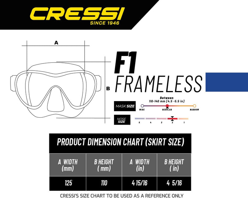 Cressi F1 - Rahmenlose Maske oder Rahmenlose Maske + Schnorchel Dry Combo Set zum Tauchen und Schnor