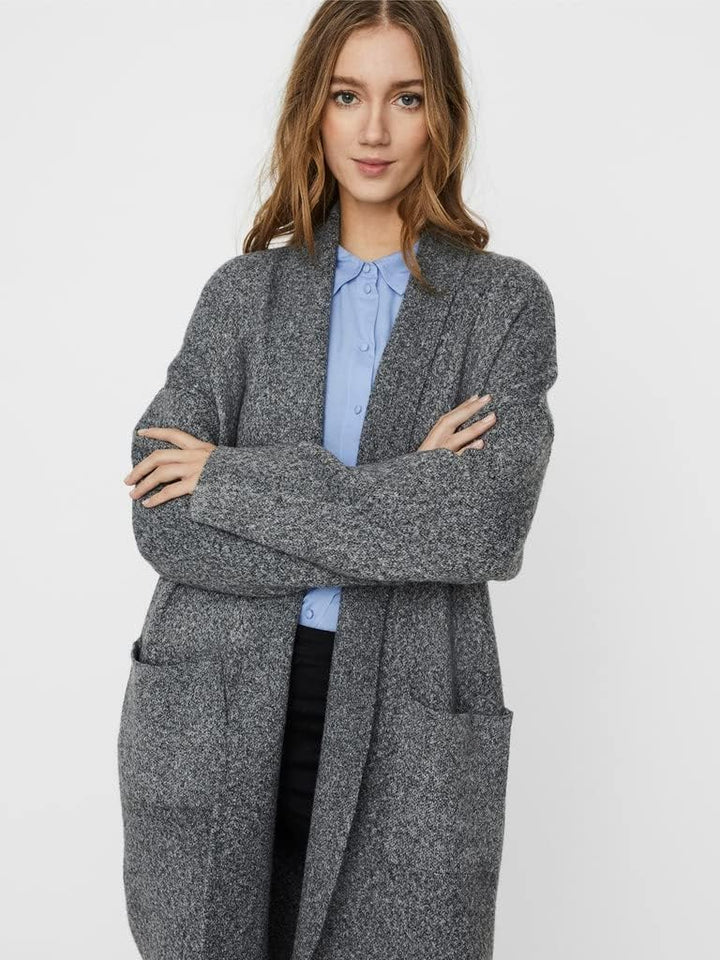 VERO MODA Damen Vmcody Ls Coatigan Ga Noos Strickjacke, M Medium Grey Melange