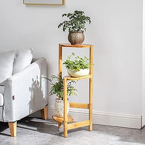 Medla Blumentreppe 3 Ebenen, Pflanzentreppe Bambus, Pflanzenregal Gartenregal Modern Aussehen für Ba