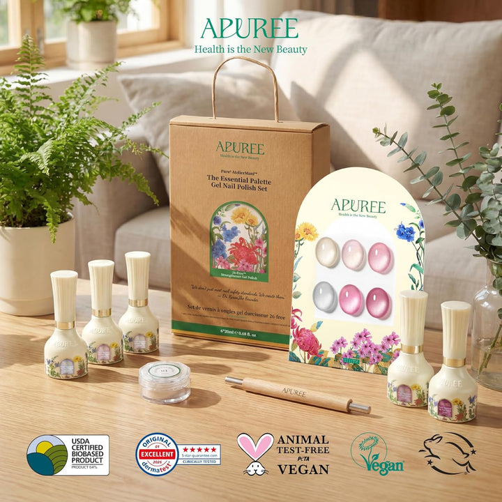 APUREE Nagelhärter Extra Stark Gel Nagellack Set: 64% Bio-Based USDA Zertifiziert, Nagelhärter für b