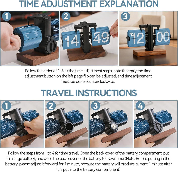 HERCHR Flip-Schreibtischuhr, Retro-Digital-Flip-Down-Uhr, Retro-Flip-Uhr, Automatische mechanische S